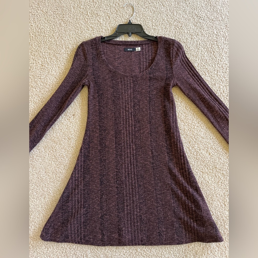 BDG urban outfitters knit maroon long sleeve scoop neck sweater dress